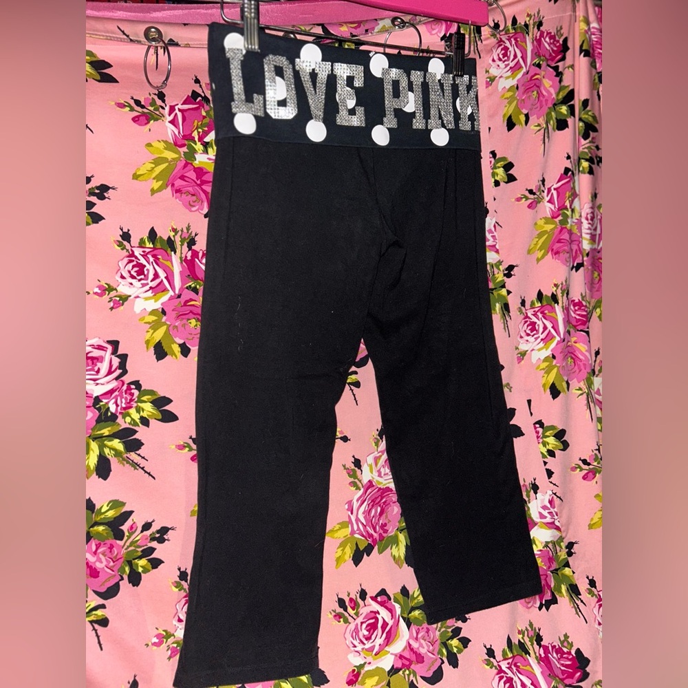 Victoria Secret PINK yoga rhinestone vintage crop pants OG Y2K retro polka dot - Picture 11 of 13